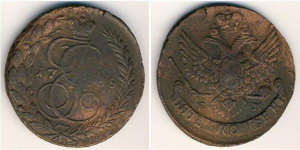 5 Kopeke Russisches Reich (1720-1917) Kupfer Katharina II (1729-1796)