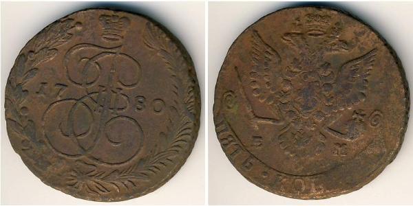5 Kopeke Russisches Reich (1720-1917) Kupfer Katharina II (1729-1796)