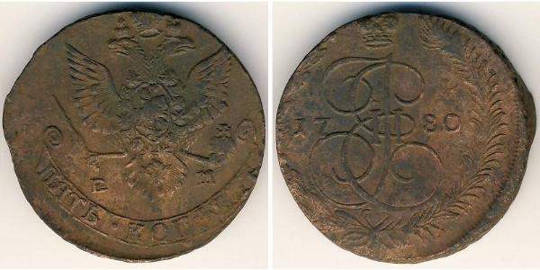 5 Kopeke Russisches Reich (1720-1917) Kupfer Katharina II (1729-1796)