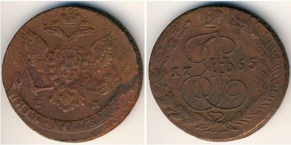 5 Kopeke Russisches Reich (1720-1917) Kupfer Katharina II (1729-1796)