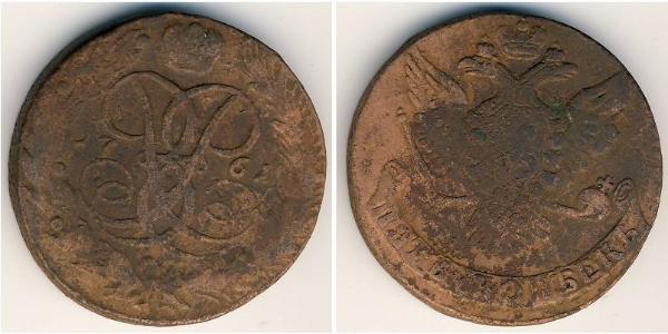 5 Kopeke Russisches Reich (1720-1917) Kupfer Katharina II (1729-1796)