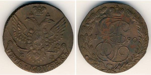 5 Kopeke Russisches Reich (1720-1917) Kupfer Katharina II (1729-1796)