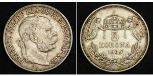 5 Korona Autriche-Hongrie (1867-1918) Argent Franz Joseph I (1830 - 1916)