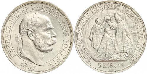 5 Korona Autriche-Hongrie (1867-1918) Argent Franz Joseph I (1830 - 1916)