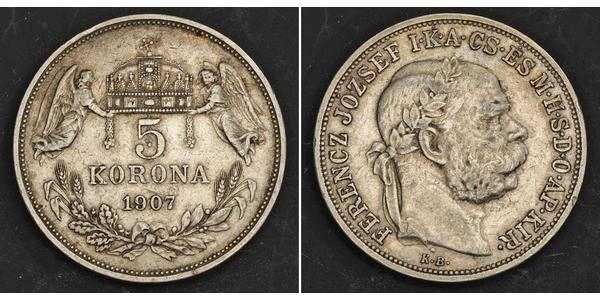 5 Korona Autriche-Hongrie (1867-1918) Argent Franz Joseph I (1830 - 1916)