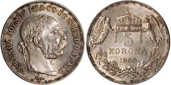 5 Korona Autriche-Hongrie (1867-1918) Argent Franz Joseph I (1830 - 1916)