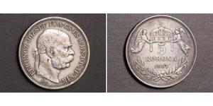 5 Korona Impero austro-ungarico (1867-1918) Argento Franz Joseph I (1830 - 1916)