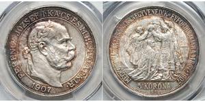 5 Korona Impero austro-ungarico (1867-1918) Argento Franz Joseph I (1830 - 1916)