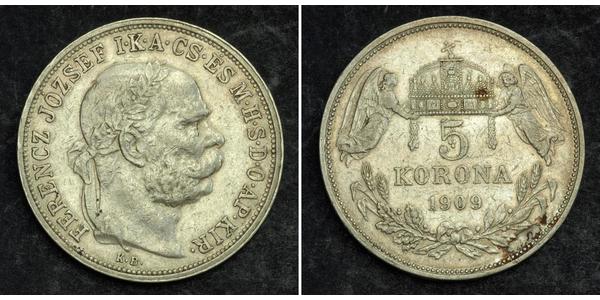 5 Korona Impero austro-ungarico (1867-1918) Argento Franz Joseph I (1830 - 1916)