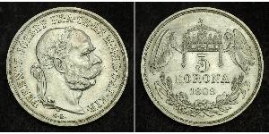 5 Korona Imperio austrohúngaro (1867-1918) Plata Franz Joseph I (1830 - 1916)