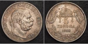 5 Korona Imperio austrohúngaro (1867-1918) Plata Franz Joseph I (1830 - 1916)