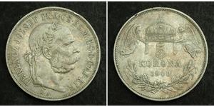 5 Korona Imperio austrohúngaro (1867-1918) Plata Franz Joseph I (1830 - 1916)