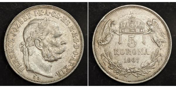 5 Korona Imperio austrohúngaro (1867-1918) Plata Franz Joseph I (1830 - 1916)