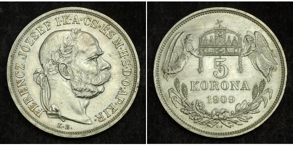 5 Korona Австро-Угорщина (1867-1918) Срібло Франц Иосиф I (1830 - 1916)