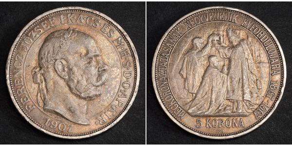 5 Korona Австро-Угорщина (1867-1918) Срібло Франц Иосиф I (1830 - 1916)