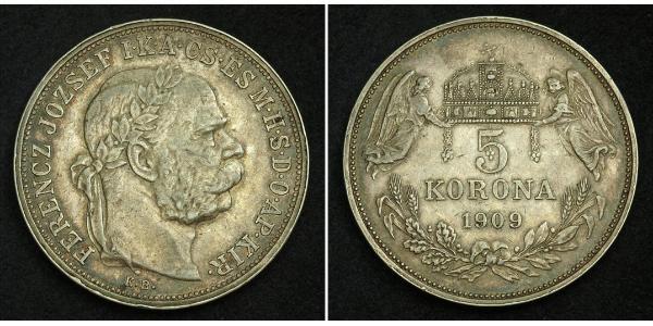 5 Korona 奥匈帝国 (1867 - 1918) 銀 弗朗茨·约瑟夫一世 (1830 - 1916)
