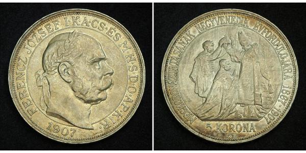 5 Korona 奥匈帝国 (1867 - 1918) 銀 弗朗茨·约瑟夫一世 (1830 - 1916)