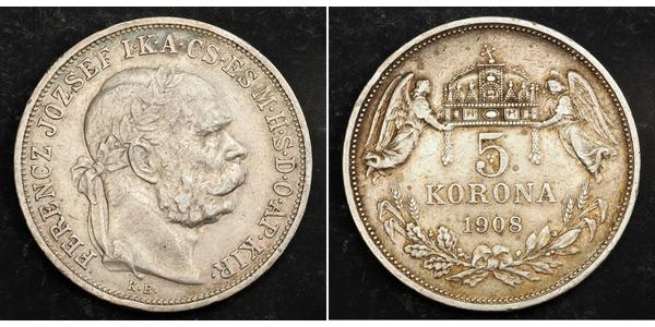5 Korona 奥匈帝国 (1867 - 1918) 銀 弗朗茨·约瑟夫一世 (1830 - 1916)