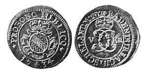 5 Kreuzer Margraviat de Bade-Durlach (1535 - 1771) Argent 