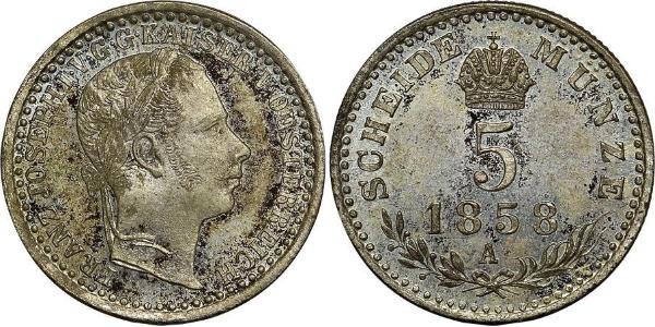 5 Kreuzer Austrian Empire (1804-1867) Silver Franz Joseph I (1830 - 1916)