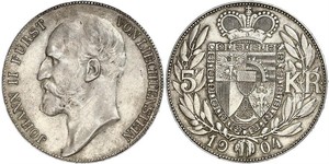 5 Krone Liechtenstein Argent Johann II, Prince of Liechtenstein (1840-1929)