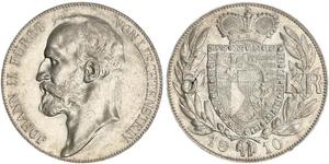 5 Krone Liechtenstein Argent Johann II, Prince of Liechtenstein (1840-1929)