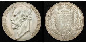 5 Krone Liechtenstein Argent Johann II, Prince of Liechtenstein (1840-1929)