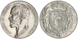 5 Krone Liechtenstein Argent Johann II, Prince of Liechtenstein (1840-1929)