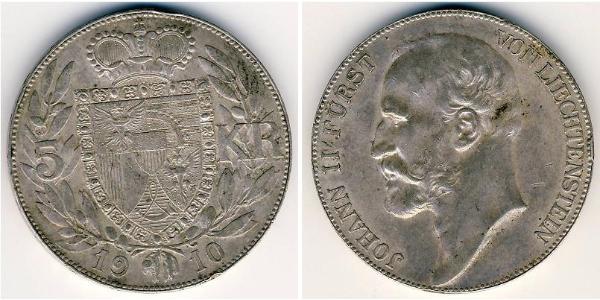 5 Krone Liechtenstein Argent Johann II, Prince of Liechtenstein (1840-1929)