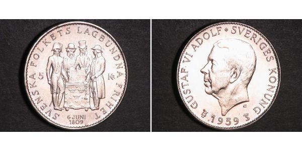5 Krone Suède Argent Gustave VI Adolphe de Suède (1882 - 1973)