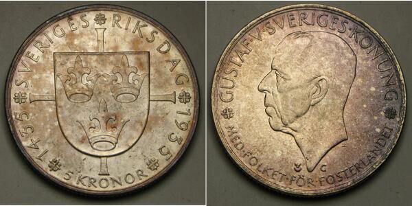 5 Krone Suède Argent 