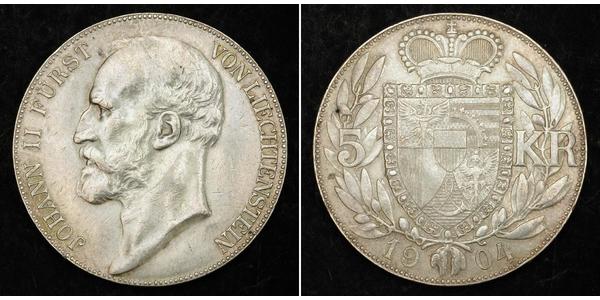 5 Krone Liechtenstein Argento Johann II, Prince of Liechtenstein (1840-1929)