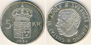 5 Krone Svezia Argento Gustavo VI Adolfo di Svezia (1882 - 1973)