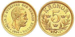 5 Krone Schweden Gold Oskar II. (Schweden) (1829-1907)