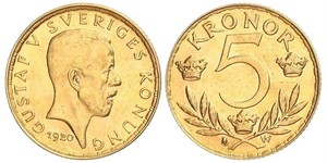 5 Krone Schweden Gold Gustav V. (Schweden) (1858 - 1950)