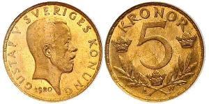 5 Krone Schweden Gold Gustav V. (Schweden) (1858 - 1950)