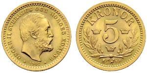 5 Krone Schweden Gold Oskar II. (Schweden) (1829-1907)