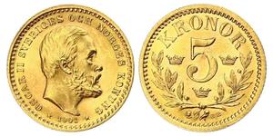 5 Krone Schweden Gold Oskar II. (Schweden) (1829-1907)