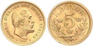 5 Krone Schweden Gold Oskar II. (Schweden) (1829-1907)