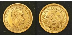 5 Krone Schweden Gold Oskar II. (Schweden) (1829-1907)