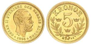 5 Krone Schweden Gold Oskar II. (Schweden) (1829-1907)