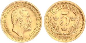 5 Krone Schweden Gold Oskar II. (Schweden) (1829-1907)