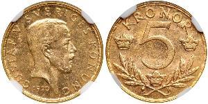 5 Krone Schweden Gold Gustav V. (Schweden) (1858 - 1950)