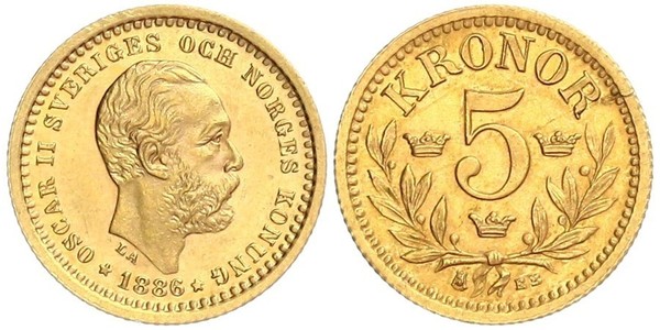 5 Krone Schweden Gold Oskar II. (Schweden) (1829-1907)