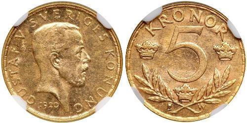 5 Krone Sweden Gold Gustaf V of Sweden (1858 - 1950)