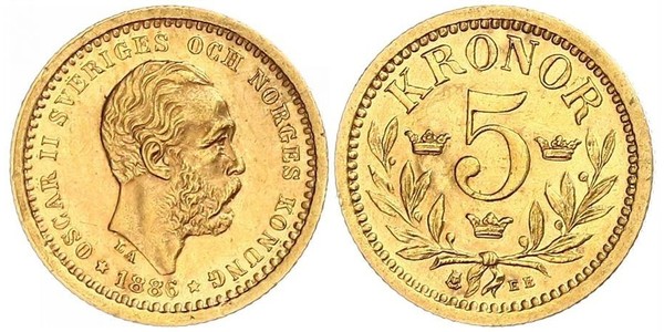 5 Krone Sweden Gold Oscar II of Sweden (1829-1907)