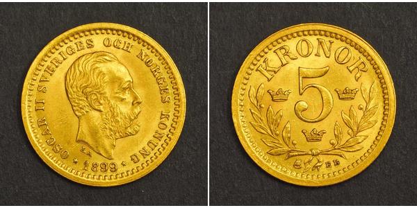 5 Krone Sweden Gold Oscar II of Sweden (1829-1907)