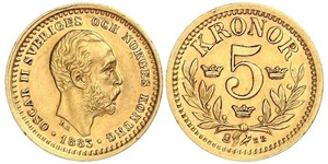 5 Krone Suède Or Oscar II de Suède (1829-1907)