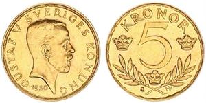 5 Krone Suecia Oro Gustavo V de Suecia (1858 - 1950)