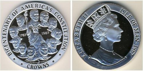 5 Krone Isla de Man Plata Isabel II (1926-2022)